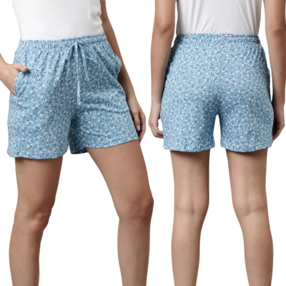 Cotton Blue Floral Shorts